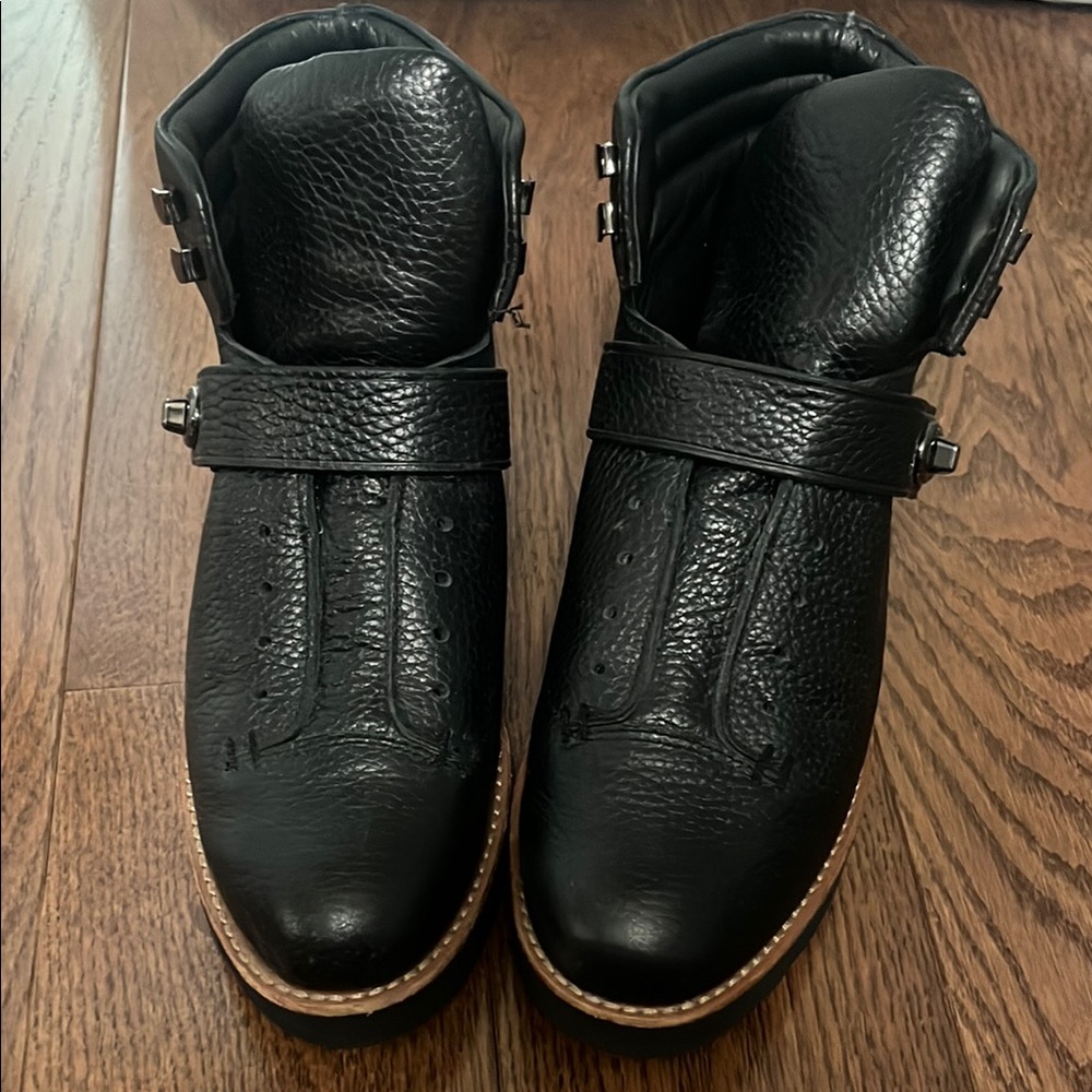 Black Leather Buckle Boots - Picture 2 of 5